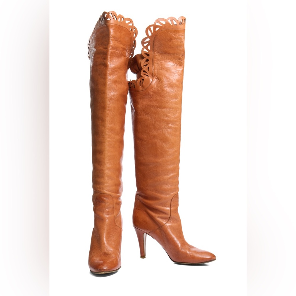 Chloe Tan Over the Knee Boots